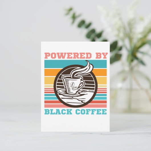 ブラックコーヒーで動く – コーヒー愛好家 ポストカード (スタンド正面)
