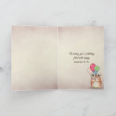 ブラックコーヒーとカーネーションがラップに乗ったカップ カード (内部)