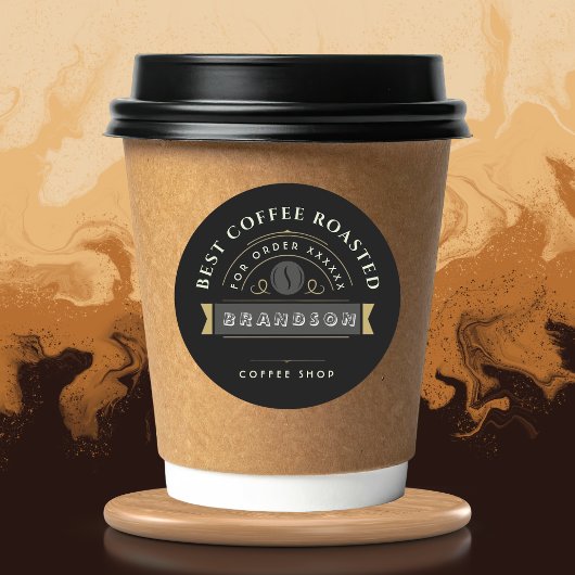 ブラックコーヒーのオリジナルブランディング ラウンドシール