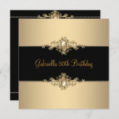 ブラックコーヒートリム50thバースデーパーティーパール3 招待状 (正面/裏面)