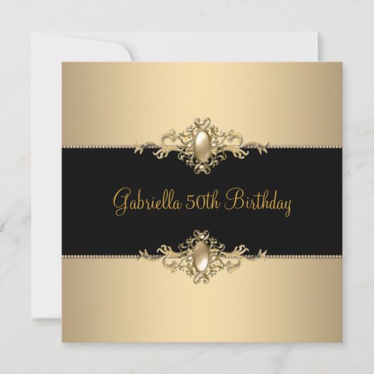 ブラックコーヒートリム50thバースデーパーティーパール3 招待状 (正面)