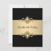 ブラックコーヒートリム50thバースデーパーティーパール 招待状 (正面)