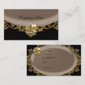 ブラックコーヒーブラウン金ゴールドエレガントブティックプロフィール 名刺 (正面/裏面)