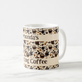 ブラックコーヒー油絵を描パターンパーソナライズされた コーヒーマグカップ (正面右)