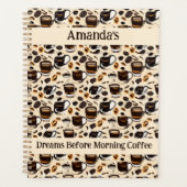 ブラックコーヒー油絵を描パターンパーソナライズされた プランナー手帳 (正面)