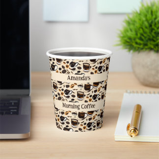 ブラックコーヒー油絵を描パターンパーソナライズされた 紙コップ