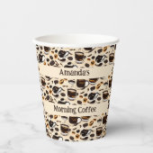 ブラックコーヒー油絵を描パターンパーソナライズされた 紙コップ (正面)