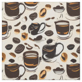 ブラックコーヒー油絵を描パターン ファブリック (クローズアップ)