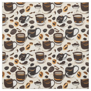 ブラックコーヒー油絵を描パターン ファブリック
