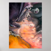 ブラックコーラルとオレンジ抽象芸術ミニマリストバイフィオン ポスター (正面)