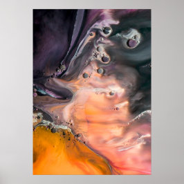 ブラックコーラルとオレンジ抽象芸術ミニマリストバイフィオン ポスター