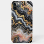 ブラックコーラルピンクホワイト金ゴールド大理石アートパターン Case-Mate iPhoneケース (裏面)