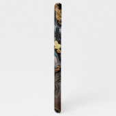 ブラックコーラルピンクホワイト金ゴールド大理石アートパターン iPhoneケース (右側)