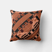 ブラックコーラルブラウンテラコッタ斜め形状モチーフ クッション (裏面)