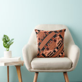 ブラックコーラルブラウンテラコッタ斜め形状モチーフ クッション (椅子)
