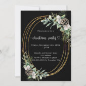 ブラックコーンパイン緑金ゴールドクリスマスパーティー 招待状 (正面)