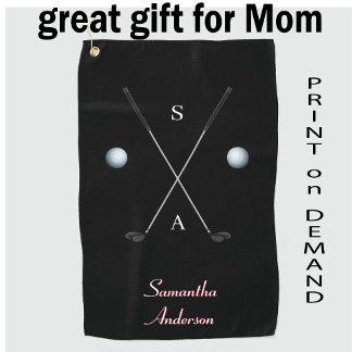 ブラックゴエレガントルフタオル⛳クラスタイリッシュブデザイン ゴルフタオル