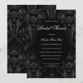 ブラックゴシッエレガントクダマスクムーディーズブライダルシャワー 招待状