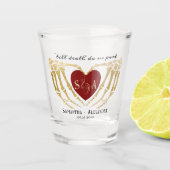 ブラックゴシックウェディングスケルトンハンド Till Death ショットグラス (正面)