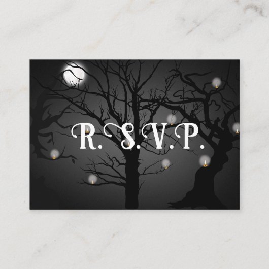 ブラックゴシックウェディングRSVP エンクロージャーカード (正面)