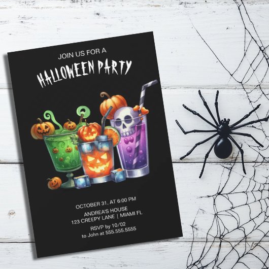ブラックゴシックカクテルハロウィーン 招待状