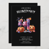 ブラックゴシックカクテルハロウィーン 招待状 (正面/裏面)