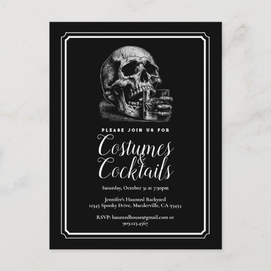 ブラックゴシックスカルウイスキーハローウィンパーティ ポストカード (正面)