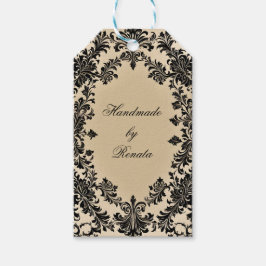 ブラックゴシックダマスクオンパーチメント ギフトタグ