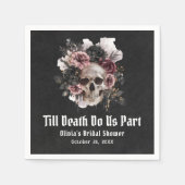 ブラックゴシックハロウィーンフローラスカルブライダルシャワー スタンダードカクテルナプキン (正面)