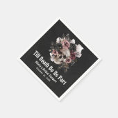 ブラックゴシックハロウィーンフローラスカルブライダルシャワー スタンダードカクテルナプキン (角)