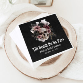 ブラックゴシックハロウィーンフローラスカルブライダルシャワー スタンダードランチョンナプキン