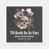 ブラックゴシックハロウィーンフローラスカルブライダルシャワー スタンダードランチョンナプキン (正面)