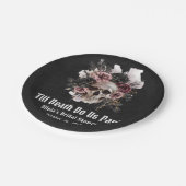 ブラックゴシックハロウィーンフローラスカルブライダルシャワー ペーパープレート (アングル)