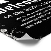 ブラックゴシックハロウィーンブライダルシャワーウェルカムサイン ポスター (角)