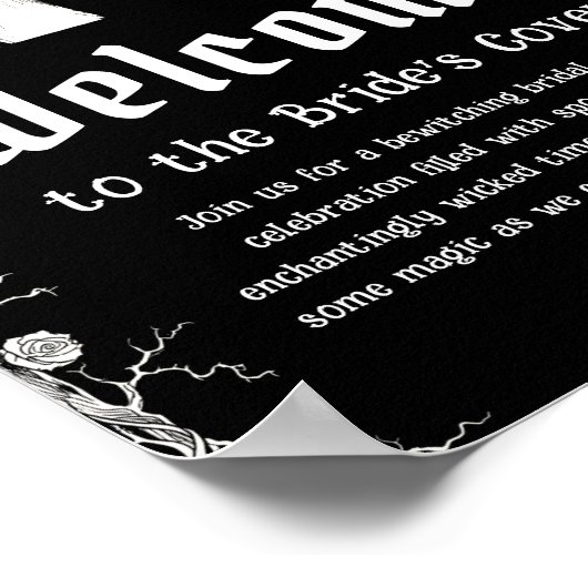 ブラックゴシックハロウィーンブライダルシャワーウェルカムサイン ポスター (角)