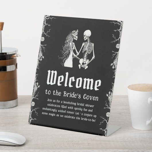 ブラックゴシックハロウィーンブライダルシャワーウェルカムサイン 台座サイン (インサイチュ)