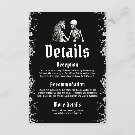ブラックゴシックハロウィーン結婚骨格の詳細 エンクロージャーカード (正面)