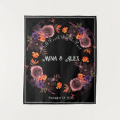 ブラックゴシックパーソナライズされたフローラ結婚ズ タペストリー (正面)