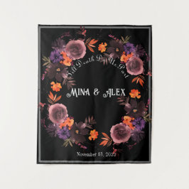 ブラックゴシックパーソナライズされたフローラ結婚ズ タペストリー