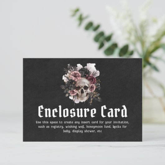 ブラックゴシックフローラスカルエンクロージャカード 招待状 (スタンド正面)