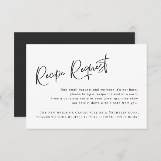 ブラックゴシックブライダルシャワーレシピリクエストカード エンクロージャーカード (正面/裏面)
