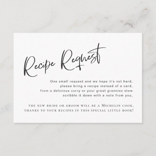 ブラックゴシックブライダルシャワーレシピリクエストカード エンクロージャーカード (正面)