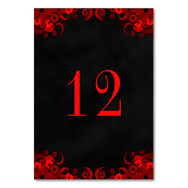 ブラックゴシックレッドフローラ披露宴テーブル番号カード テーブルナンバー