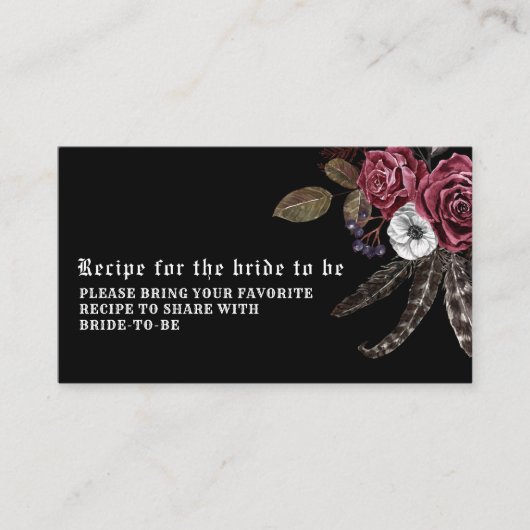 ブラックゴシックヴィンテージブライダルシャワー共有Aレシピ エンクロージャーカード (正面)