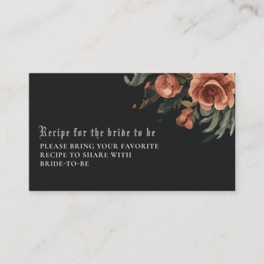 ブラックゴシックヴィンテージブライダルシャワー共有Aレシピ エンクロージャーカード (正面)