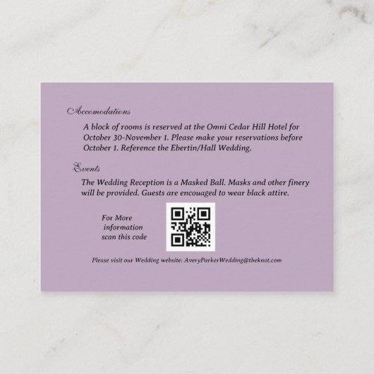 ブラックゴシック結婚のQRC結婚詳細エンクロージャC エンクロージャーカード (裏面)