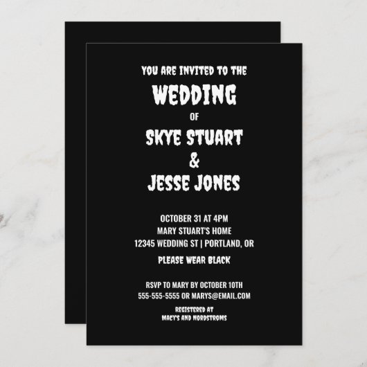 ブラックゴシック結婚式招待状 招待状 (正面/裏面)