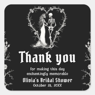 ブラックゴシック ハロウィン スケルトン ブライダルシャワー スクエアシール