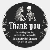 ブラックゴシック ハロウィン スケルトン ブライダルシャワー ラウンドシール (正面)