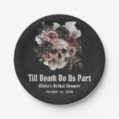 ブラックゴシック ハロウィン フラワースカル ブライズシャワー ペーパープレート (正面)